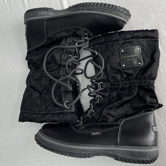 New Coach Shaine Nylon Women’s Snow / Winter Boots Size 5.5 with Coach Monogram - Picture 1 of 15